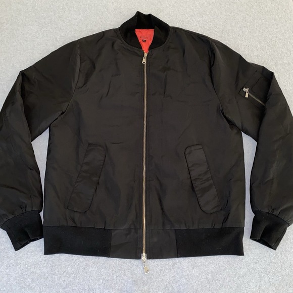 Killion MA-1 Bomber Jacket Men's Large Black Red Quilted Lining Streetwear Zip - Picture 1 of 13